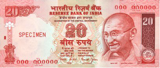 Gambar Uang India 20 Rupee