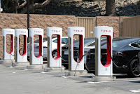 A Tesla electric car supercharger station is seen in Los Angeles, California, U.S. August 2, 2018. (Credit: Reuters/Lucy Nicholson) Click to Enlarge.