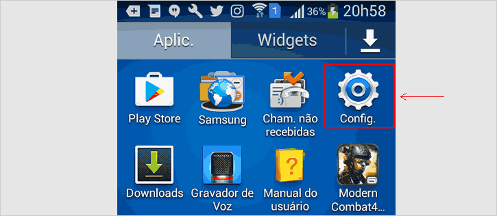 Print da tela no Samsung - Configurações