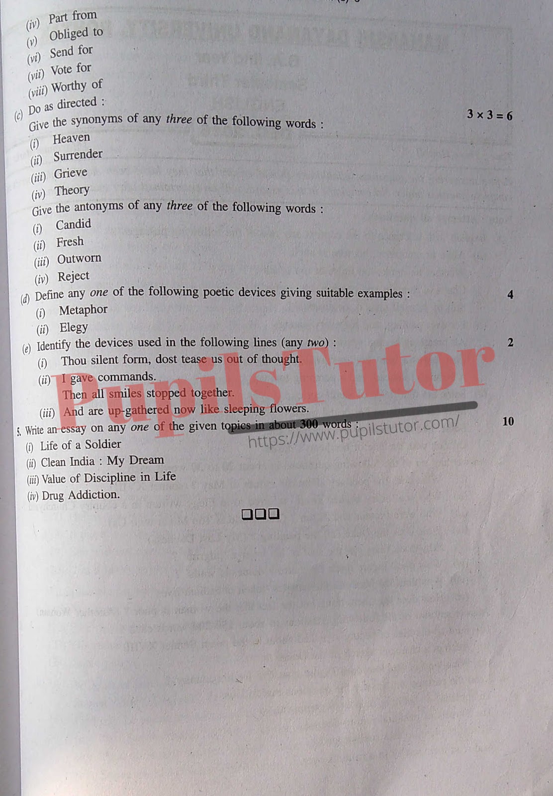 Free Download PDF Of Chaudhary Devi Lal University, Sirsa (CDLU) B.A. Third Semester Latest Question Paper For English Subject (Page 3) - https://www.pupilstutor.com