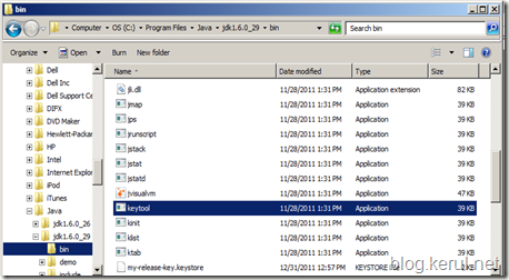 locating keytool application