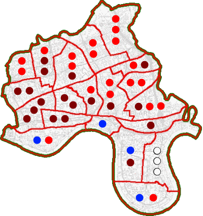 A ward map of Tower Hamlets with election results annotated.