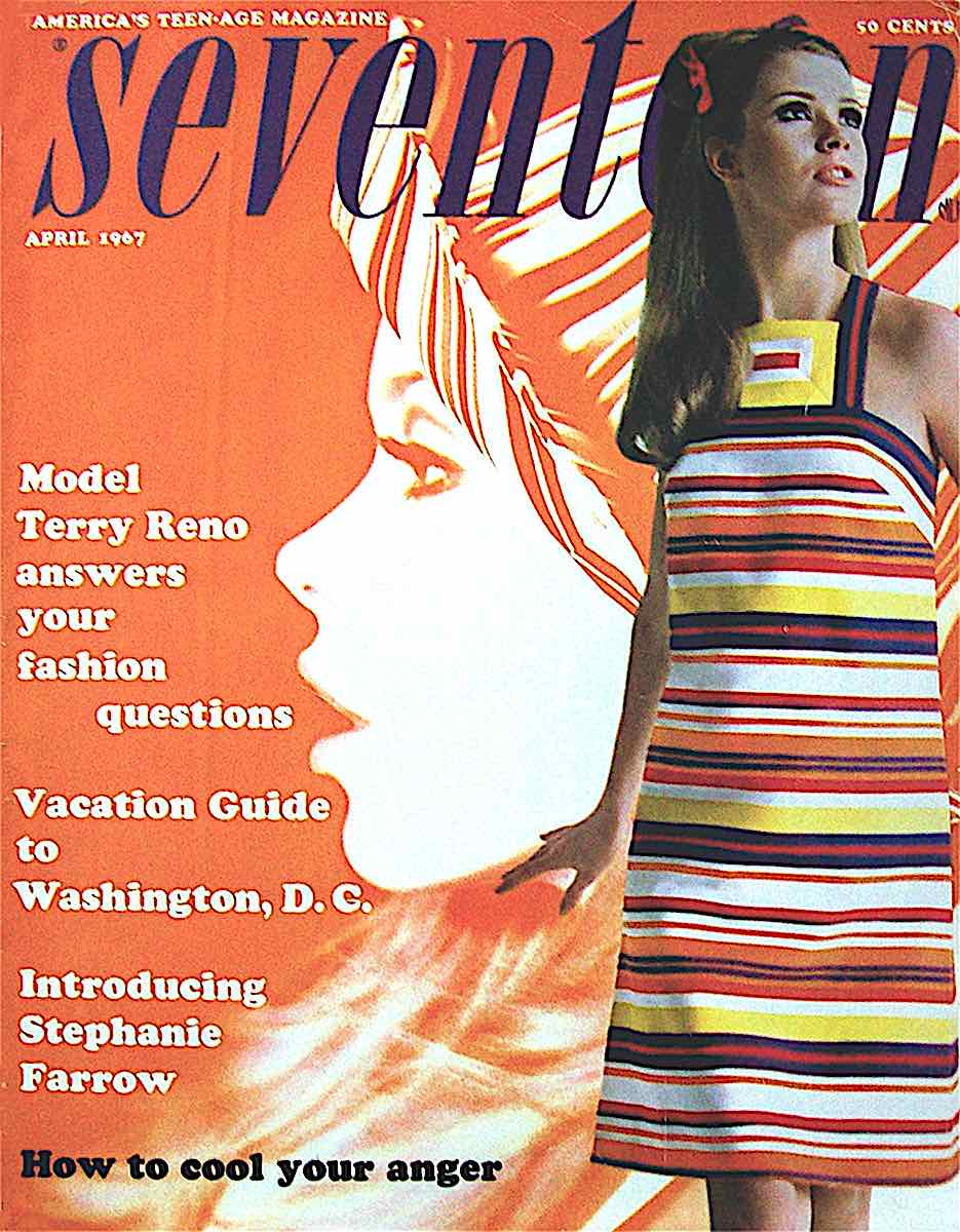 April 1967 Seventeen Magazine with mod girls in orange