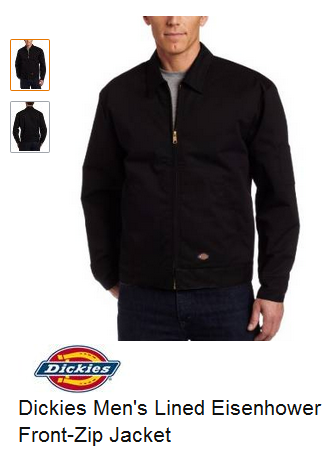 Black Jacket Dickies Men's Lined Eisenhower Front-Zip Jacket