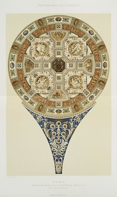 lithograph reproduction of Giulio Romano's dome painting in Villa Madama in Rome