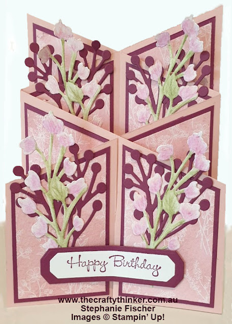 www.thecraftythinker.com.au, Cascade Card, Sale-A-Bration 2023, Dainty Flowers DSP, Free patterned paper, Stephanie Fischer, Stampin' Up Demonstrator, Australia