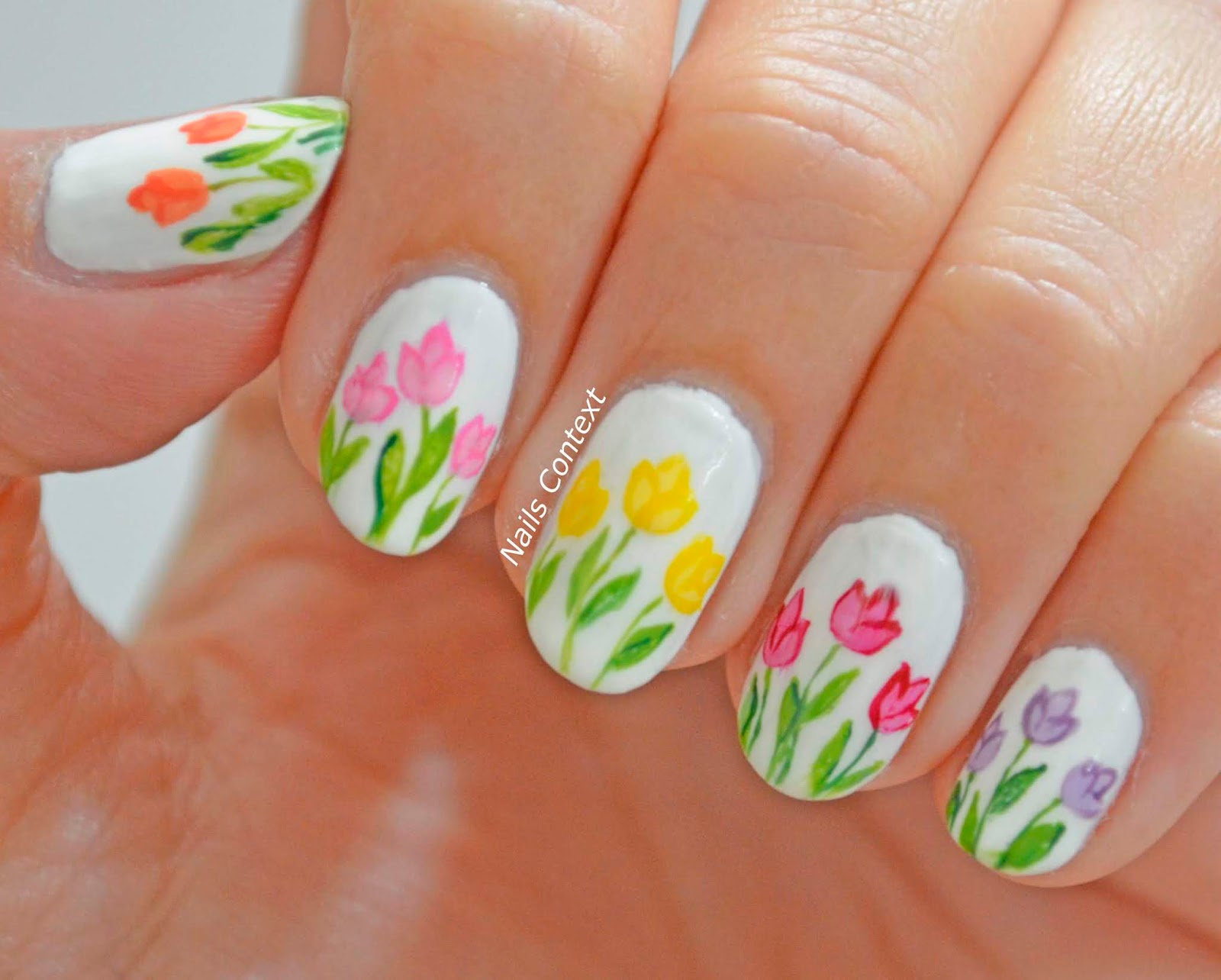 Easy Tulip Flower Nails Art For Beginner 💖Vẽ Hoa Xuân Hè 💅New Nails Design  💝 New Nails - YouTube