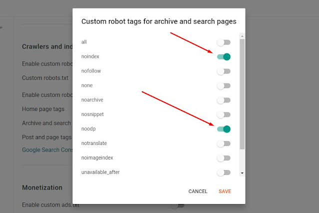Archive and Search page tags