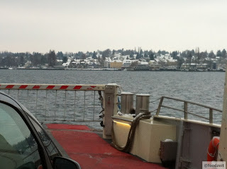 car ferry approaching the city of constance