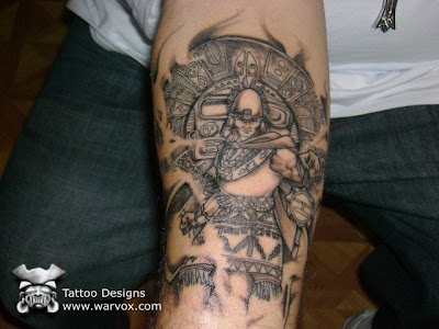 Aztec tattoo put on a good that will make us happy when we see it.