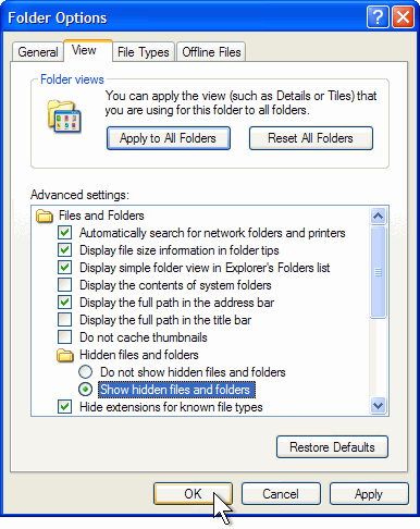 Show Hidden Files and Folders