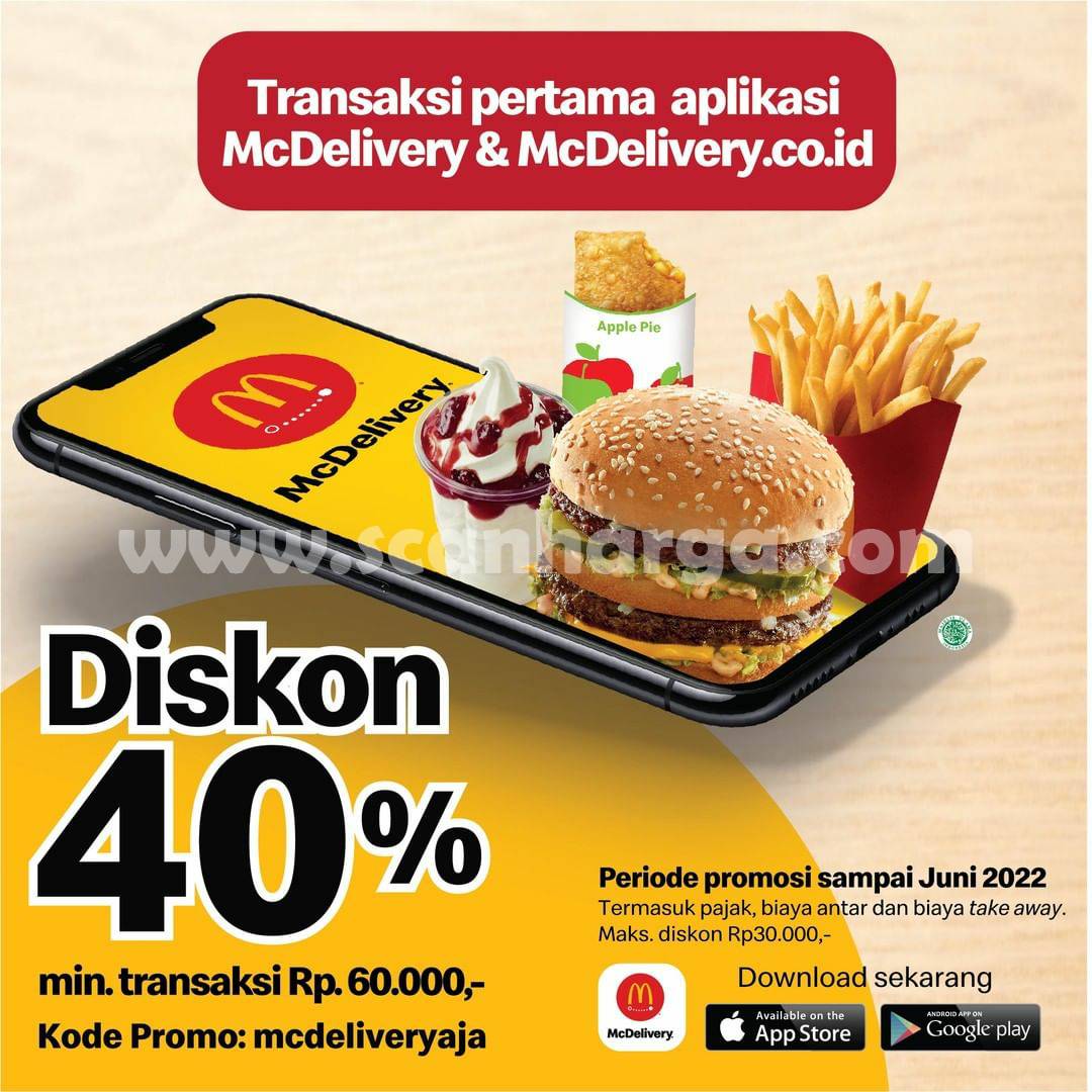 Promo McDonalds Diskon 40% untuk pengguna baru McDelivery