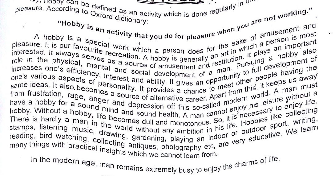 My Favourite Hobby Essay - words short essay on hobbies - It is a way
