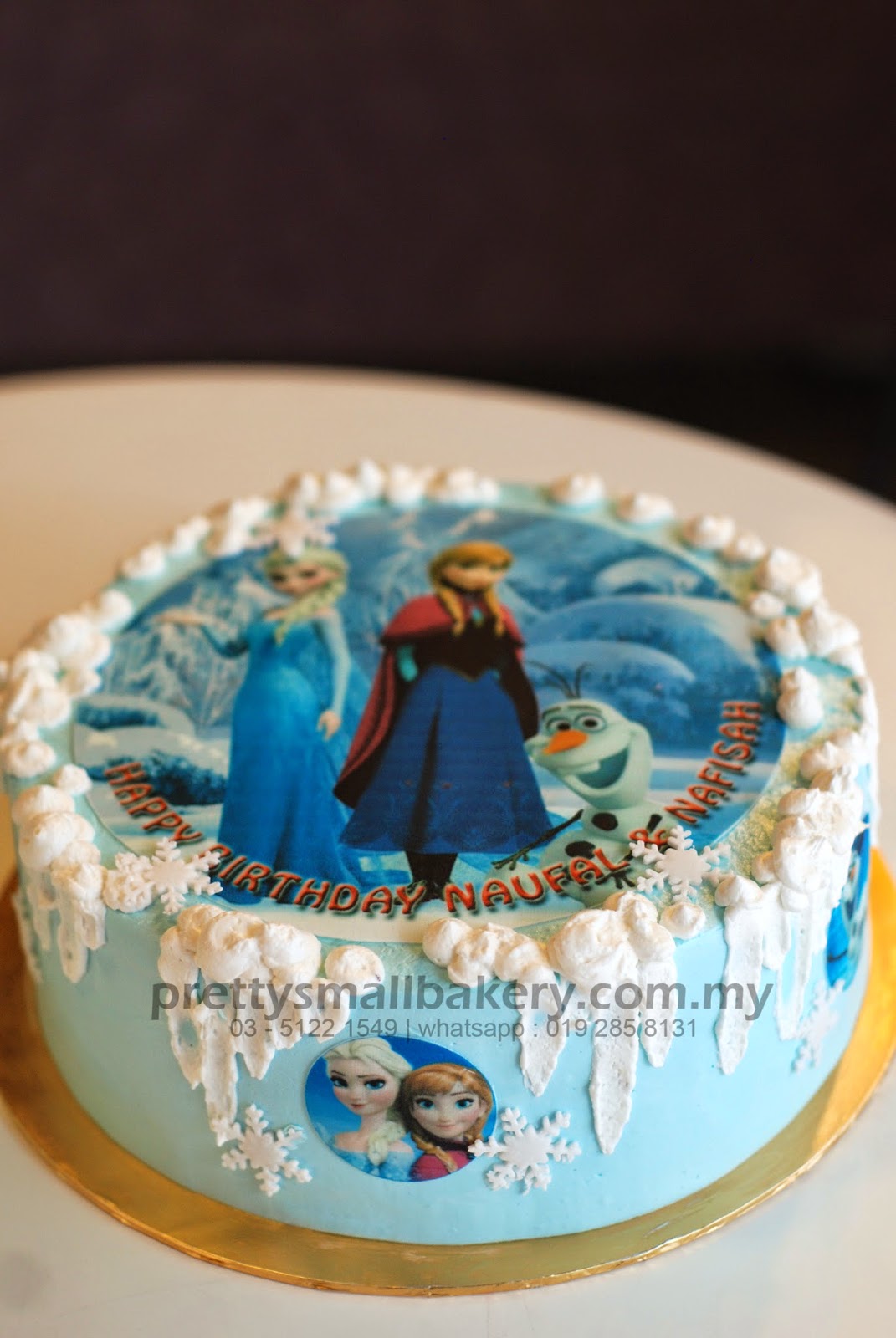 Kek birthday frozen yang tak kebah2 - Prettysmallbakery