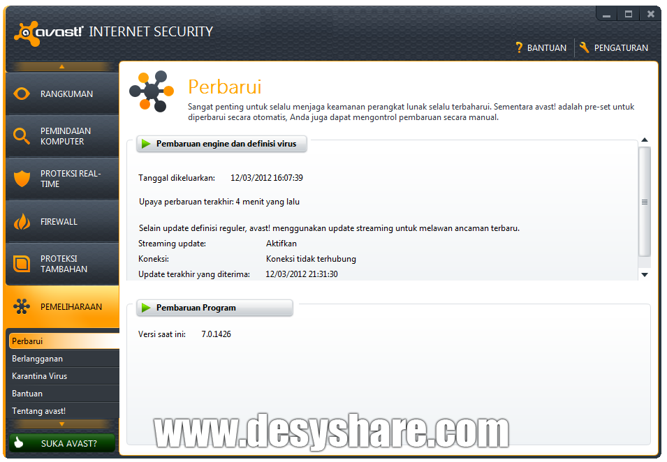 avast! Internet Security 7.0.1426 Full License Key