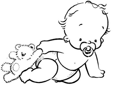 Desenhos Preto e Branco Bebes com ursinho gatinho engraçadinhos brincando monica Colorir