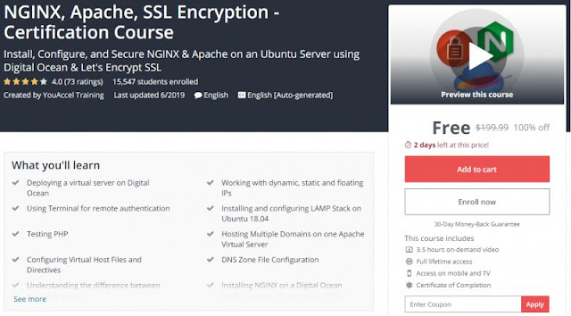 [100% Off] NGINX, Apache, SSL Encryption - Certification Course| Worth 199,99$