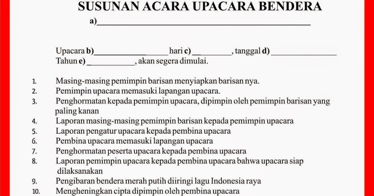 Contoh Susunan Acara Upacara Bendera