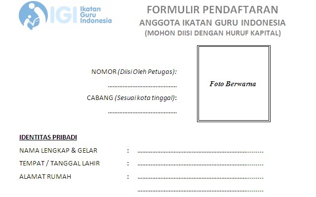 Downloads: Formulir Pendaftaran Anggota Baru IGI