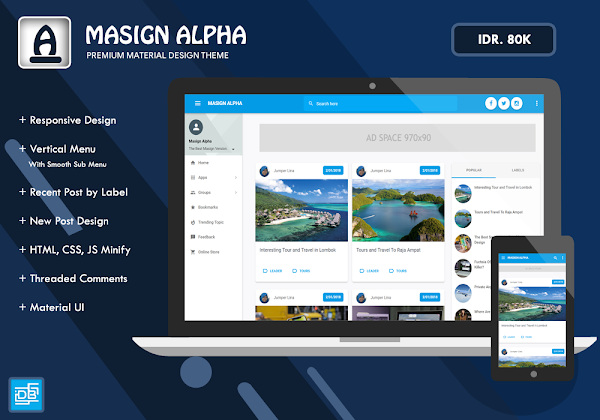 Masign Alpha Premium Special Material Design Blogger Template