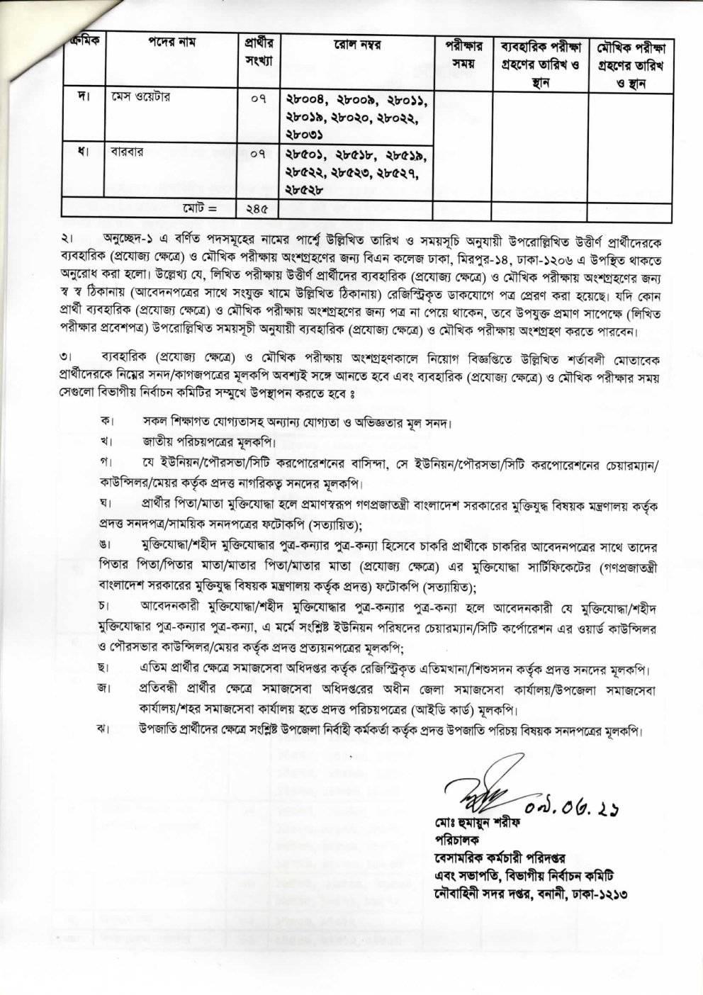 Bangladesh Navy Exam Result 2021