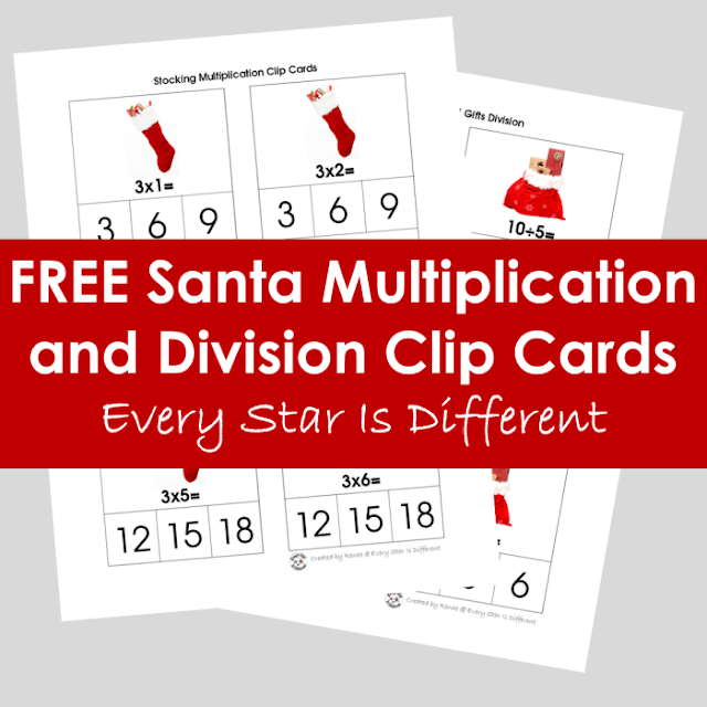 FREE Santa Multiplication and Division Clip Cards