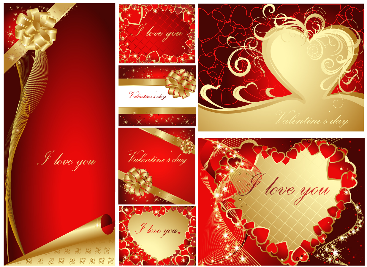Free Vector がらくた素材庫 ロマンチックなハートリボンのバレンタインデー背景 Romantic Heartshaped Ribbon Background イラスト素材
