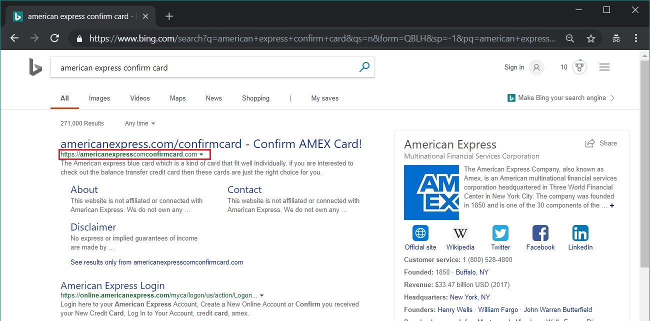 Random Rant American Express Confirm Card Search In Google Vs Bing