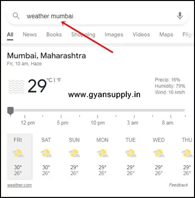 google me weather check karane ka tarika