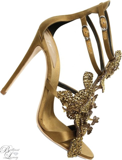 ♦Giuseppa Zanotti gold silk crystal sandals #giuseppezanotti #shoes #bejeweled #brilliantluxury