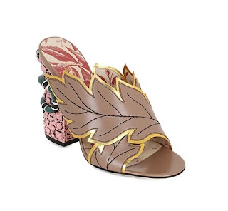 Gucci Block Heels Mules with leaf and snake detail