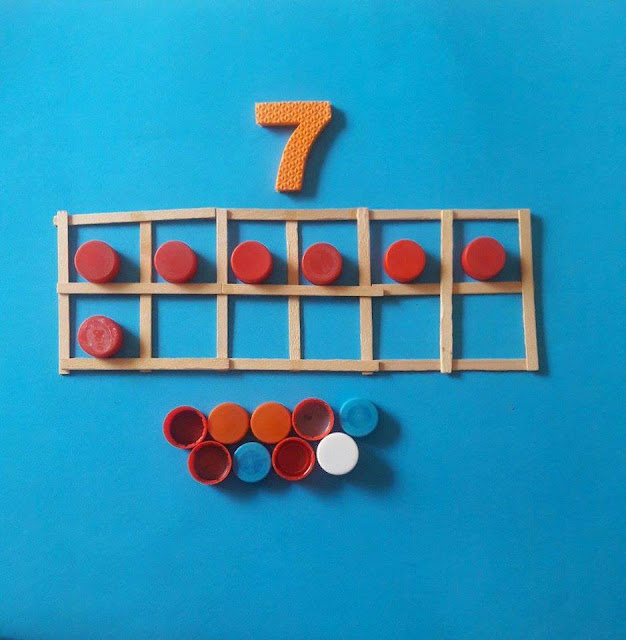 Idea to learn math using bottle cap for kids 2