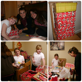 Having fun packing Christmas shoebox gifts