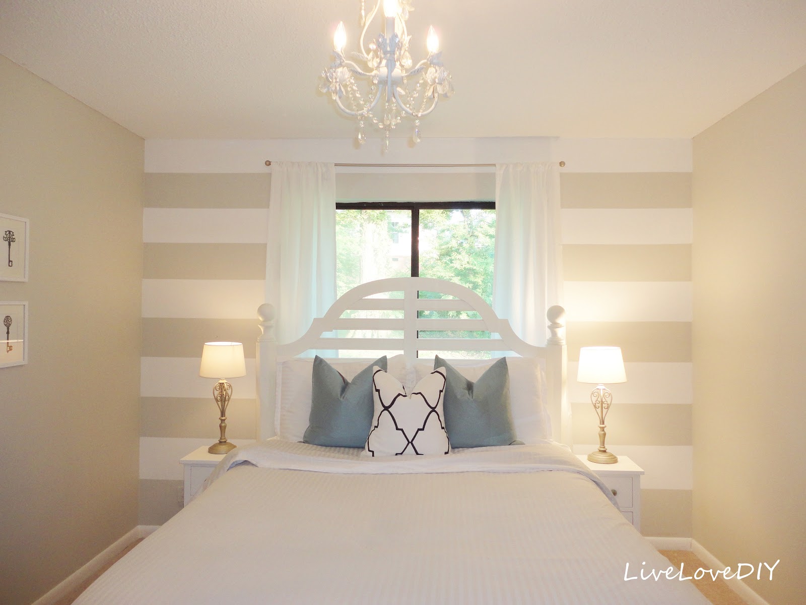 LiveLoveDIY: DIY Striped Wall Guest Bedroom Makeover