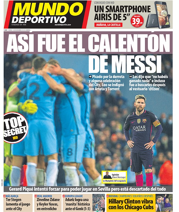 FC Barcelona, Mundo Deportivo: "Así fue el calentón de Messi"