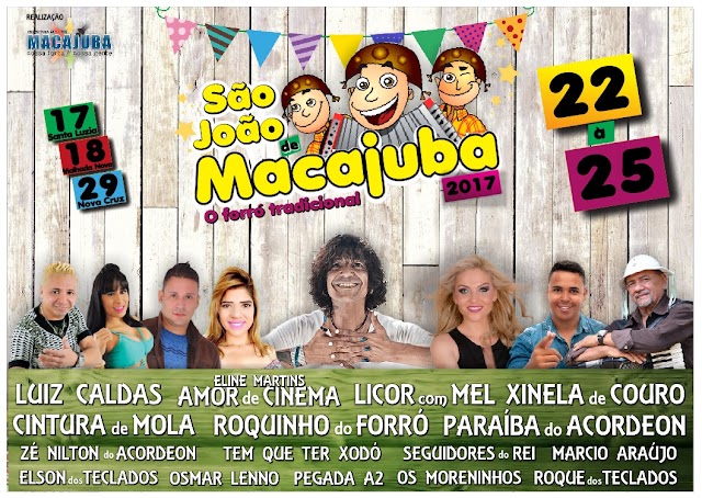 Grade Oficial do São João 2017 de Macajuba.
