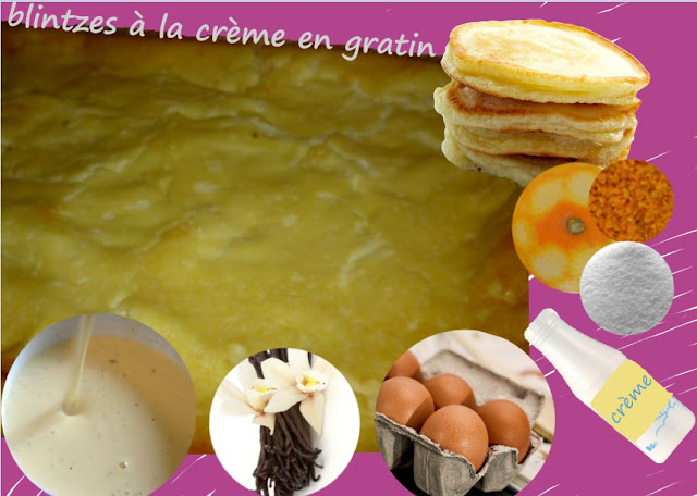 blintzes à la crème aux oeufs, parfum vanille et zestes d"'oranges