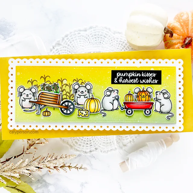 Sunny Studio Stamps: Harvest Mice Slimline Dies Fancy Frames Dies Fall Themed Cards by Caly Person