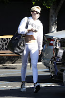 Miley Cyrus wearing white spandex