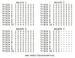 Combinacion de Quiniela Reducida de 10 Triples