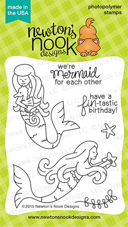 Mermaid Crossing 3x4 photopolymer stamp set | Newton's Nook Designs