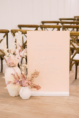 pink wedding welcome sign