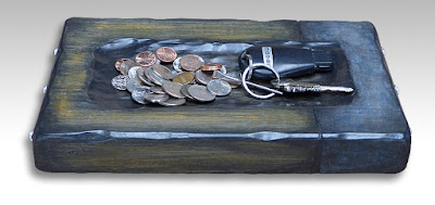 handmade wooden tray to coins, car keys