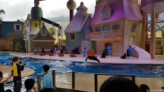 Sea lion performance at the Sealion Theater, Chimelong Ocean Kingdom in Zhuhai