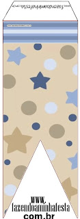 Estrellas Beige y Azul: Imprimibles Gratis para Fiestas.