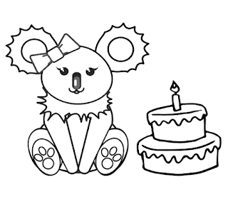 Koala and Birthday cake