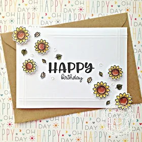 Sunny Studio Stamps: Happy Thoughts Sunflower Happy Birthday Card by Franci Vignoli