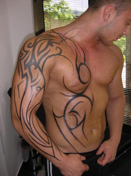 tribal tattoos for chest and shoulders. Tribal Tattoo Shoulder And