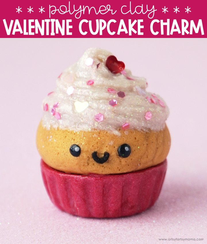 Polymer Clay Valentine Cupcake Charm