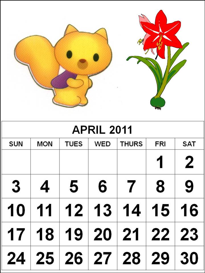2011 calendar april. Free 2011 Calendar April month